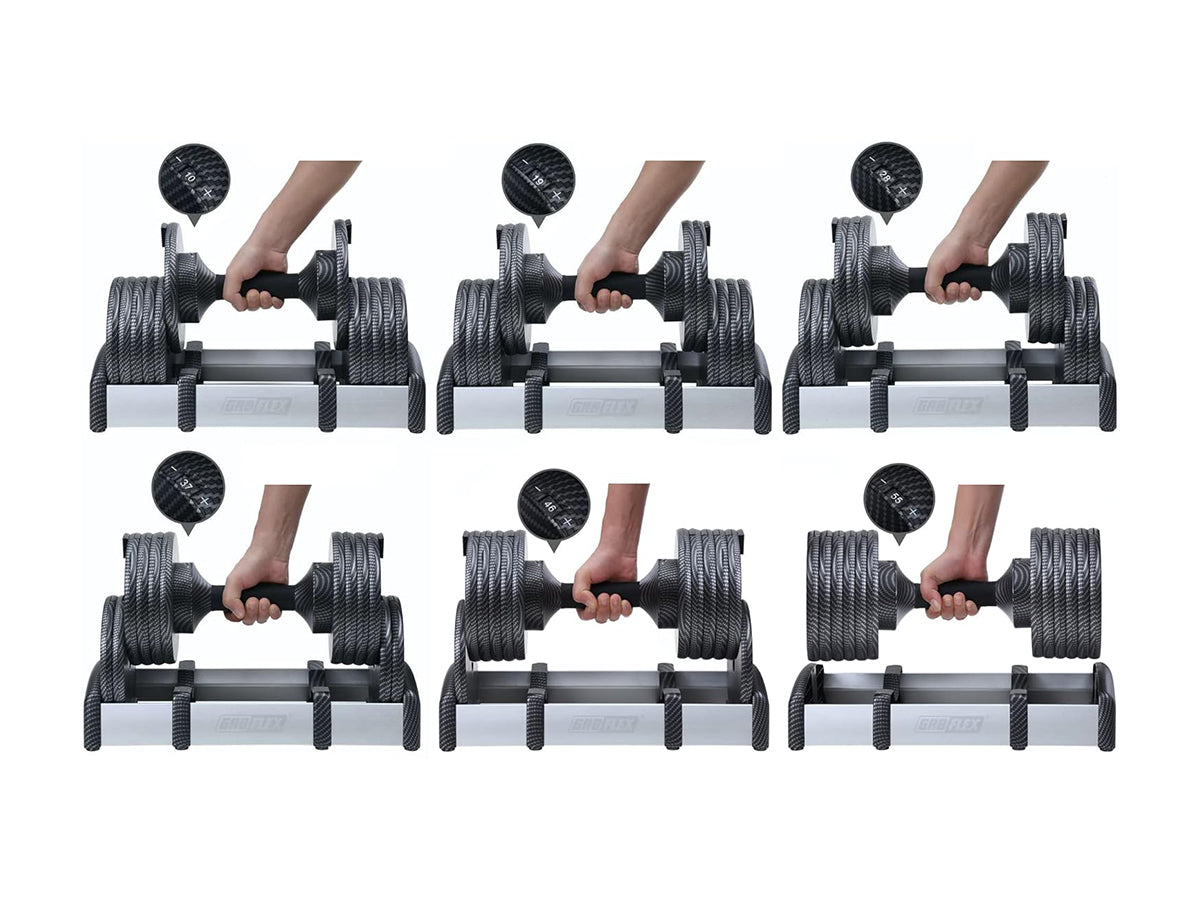 GR8FLEX 1 Second Adjustable Dumbbells (Pair) 55 lb each