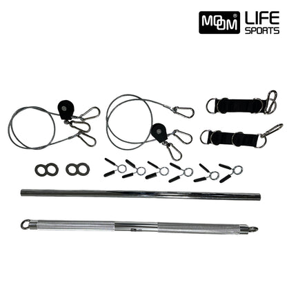 MOMO PRO Chest Press Kit – Cable Extension System with Weight Bar, Pulley Set & Aluminum Press Bar (Patent Pending)