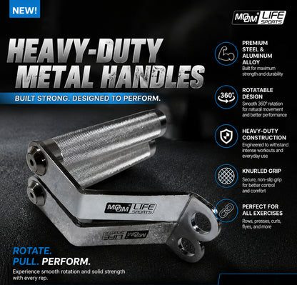 MOMO PRO Heavy-Duty Metal Handles – Premium Steel & Aluminum Alloy Cable Machine Grip Attachment