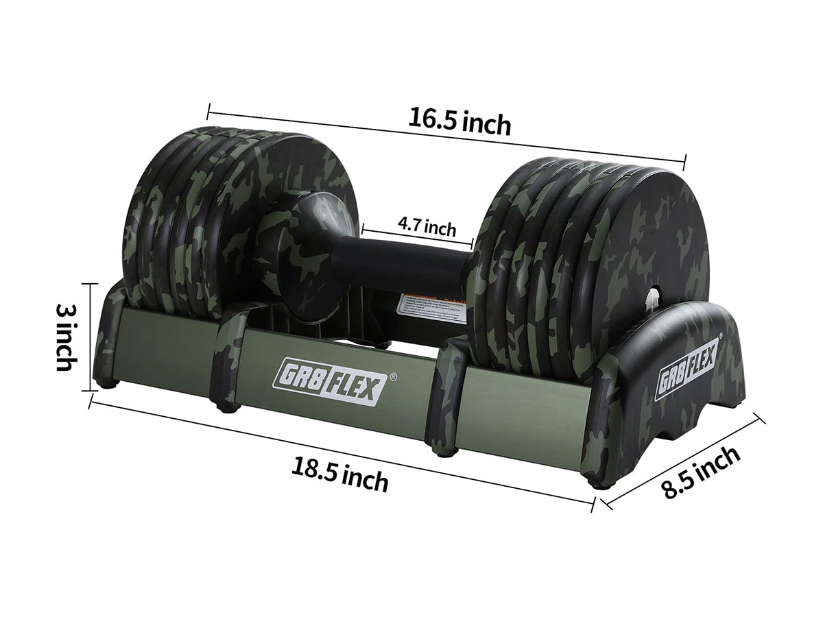 GR8FLEX 1 Second Adjustable Dumbbells (Pair) 55 lb each