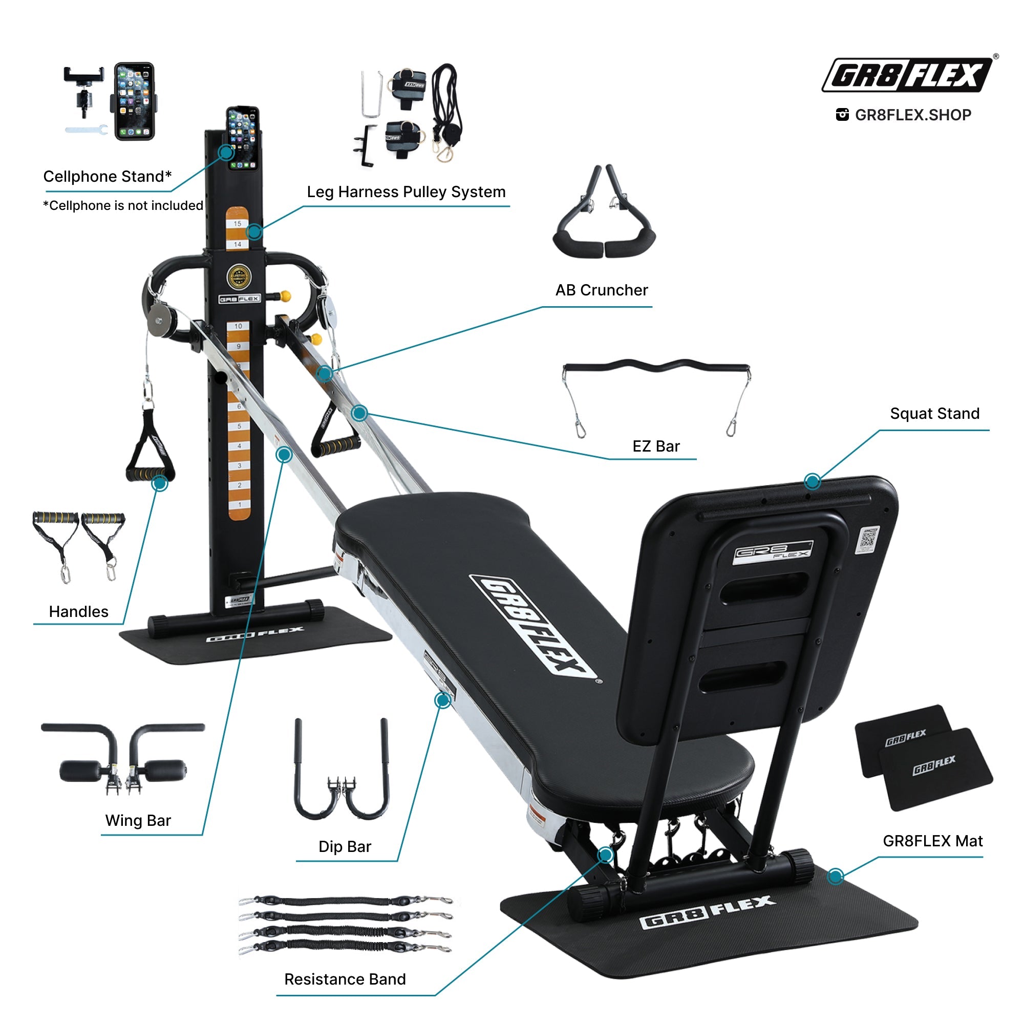 GR8FLEX Total Performance Gym - Carbon Fibre Black